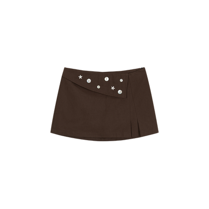 Brown Tone Starburst Asymmetric Skirt