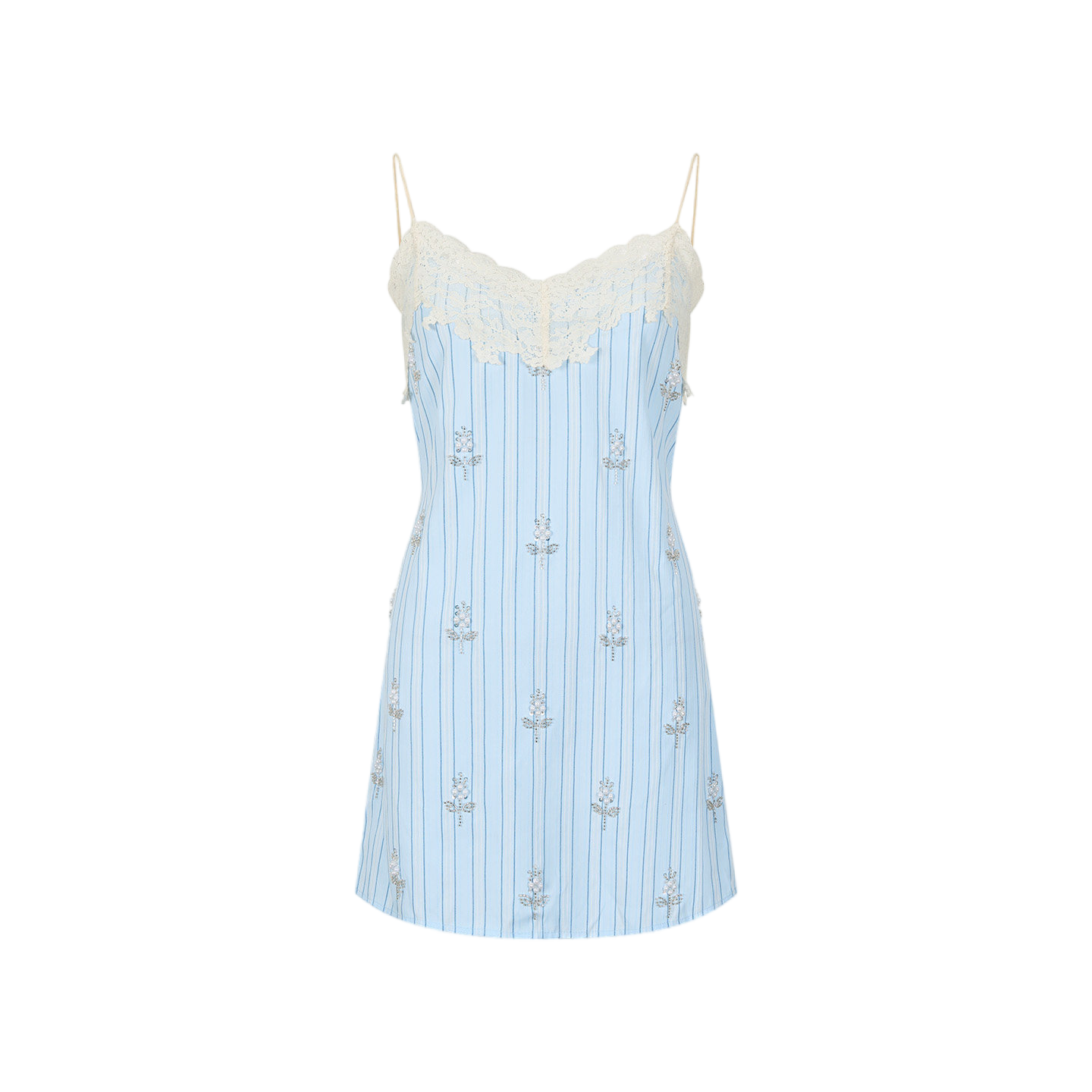 Maritime Love Letter Lace-Embellished Striped Dress