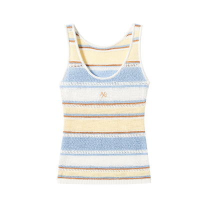 Marfi Knit Vest with Textured Striped Pattern