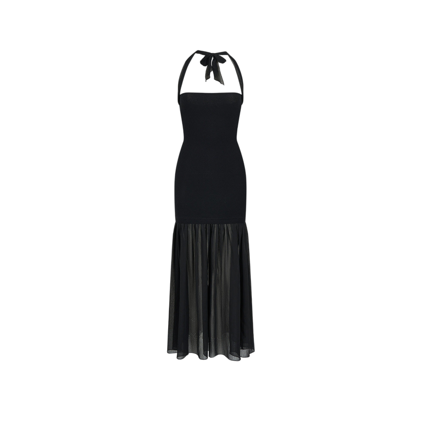 Dark Muse Spliced Mesh Halter Slim Long Dress