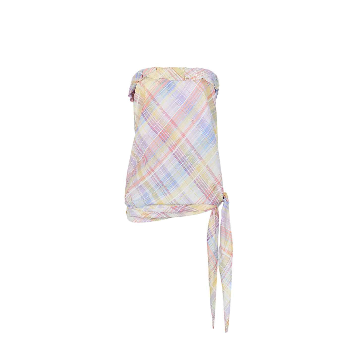 Iridescent Plaid Ruffle Bandeau