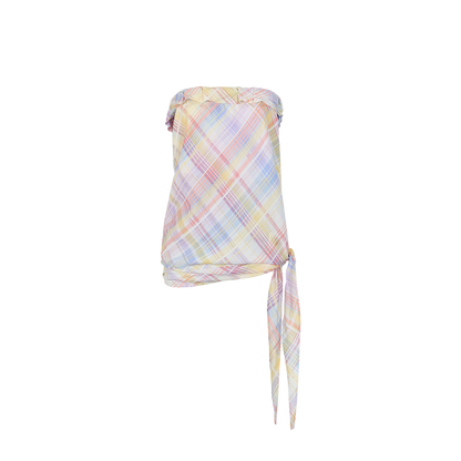 Iridescent Plaid Ruffle Bandeau