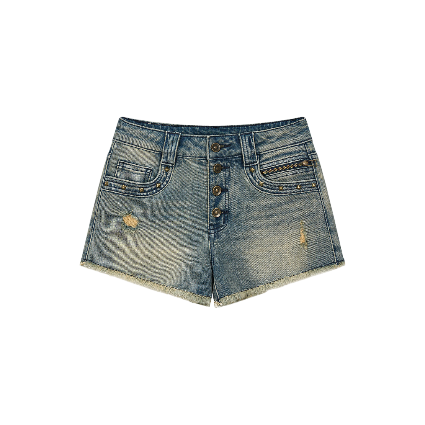 Vintage Blue Distressed Denim Shorts