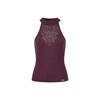Spliced Lace Halter Neck Summer Vest