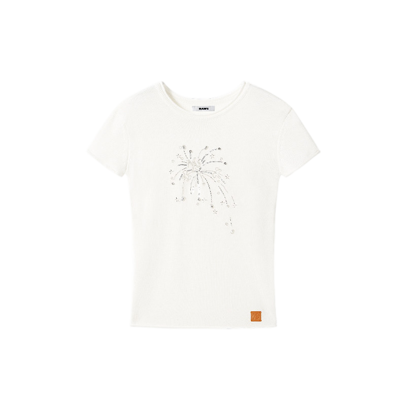 Firework Embroidered Silk Linen Tee