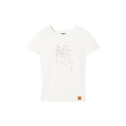 Firework Embroidered Silk Linen Tee
