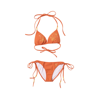 Tropical Ocean Print Tie Bikini Set