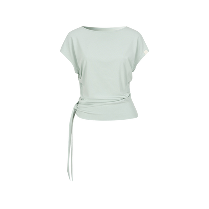 Asymmetric One-Shoulder Tie Detail Cutout Short Sleeve T-Shirt