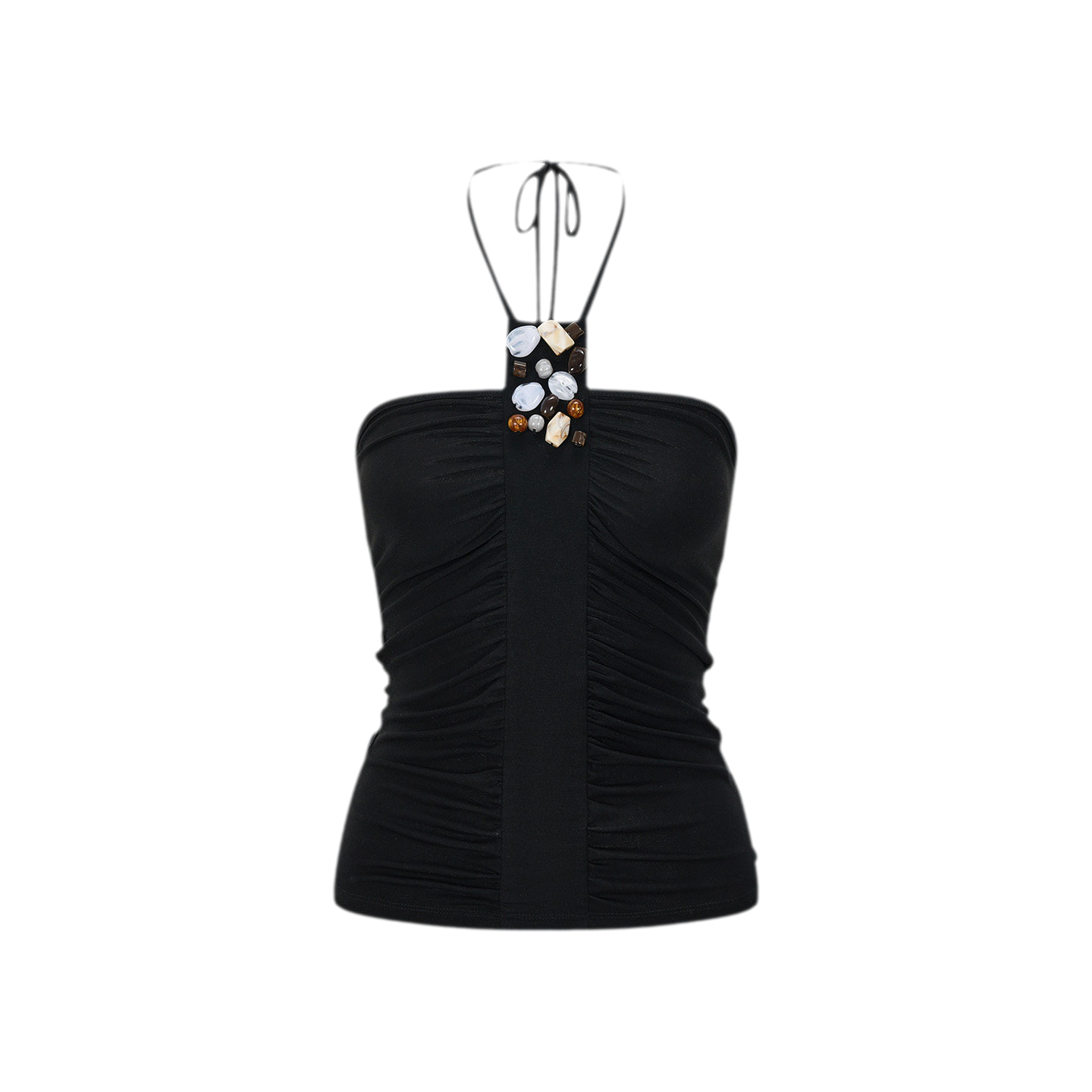 Beaded Tencel Halter Bustier