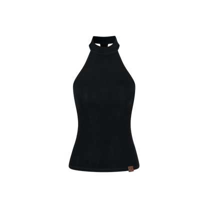 X-line Sleeveless Halter Neck Acetate Knit Top