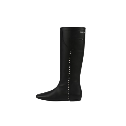 24ANS Flat Square-Toe Pocket-Detail Studded Boots – Boots