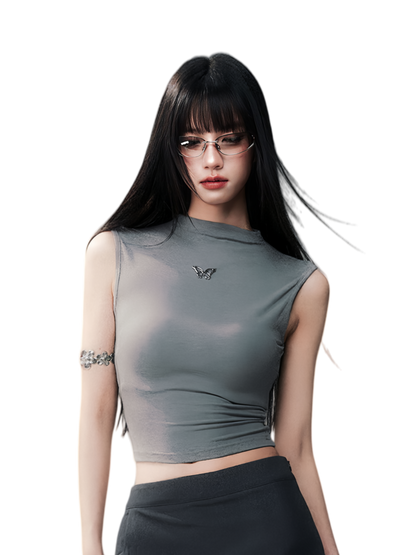 Sleeveless High Neck Tee