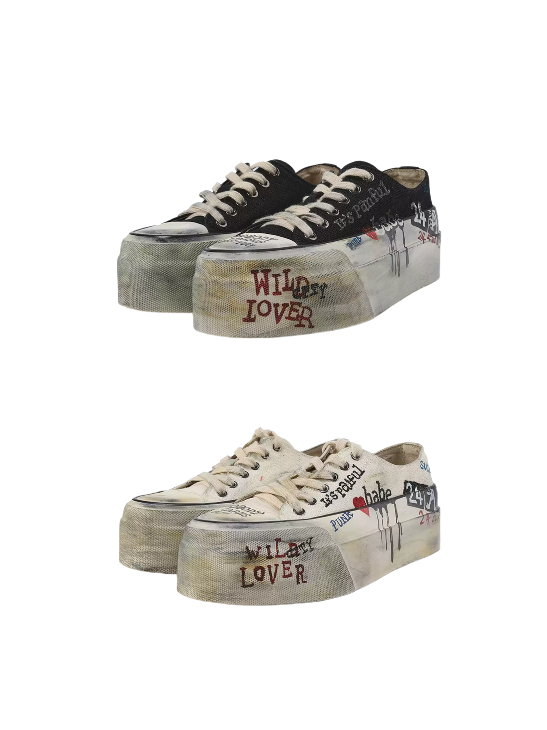 24ANS Dirty Fit Graffiti Platform Canvas Sneakers – Sneakers