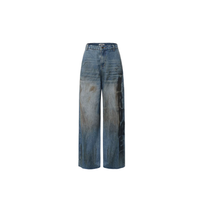 Graffiti Wash Grunge Denim Jeans