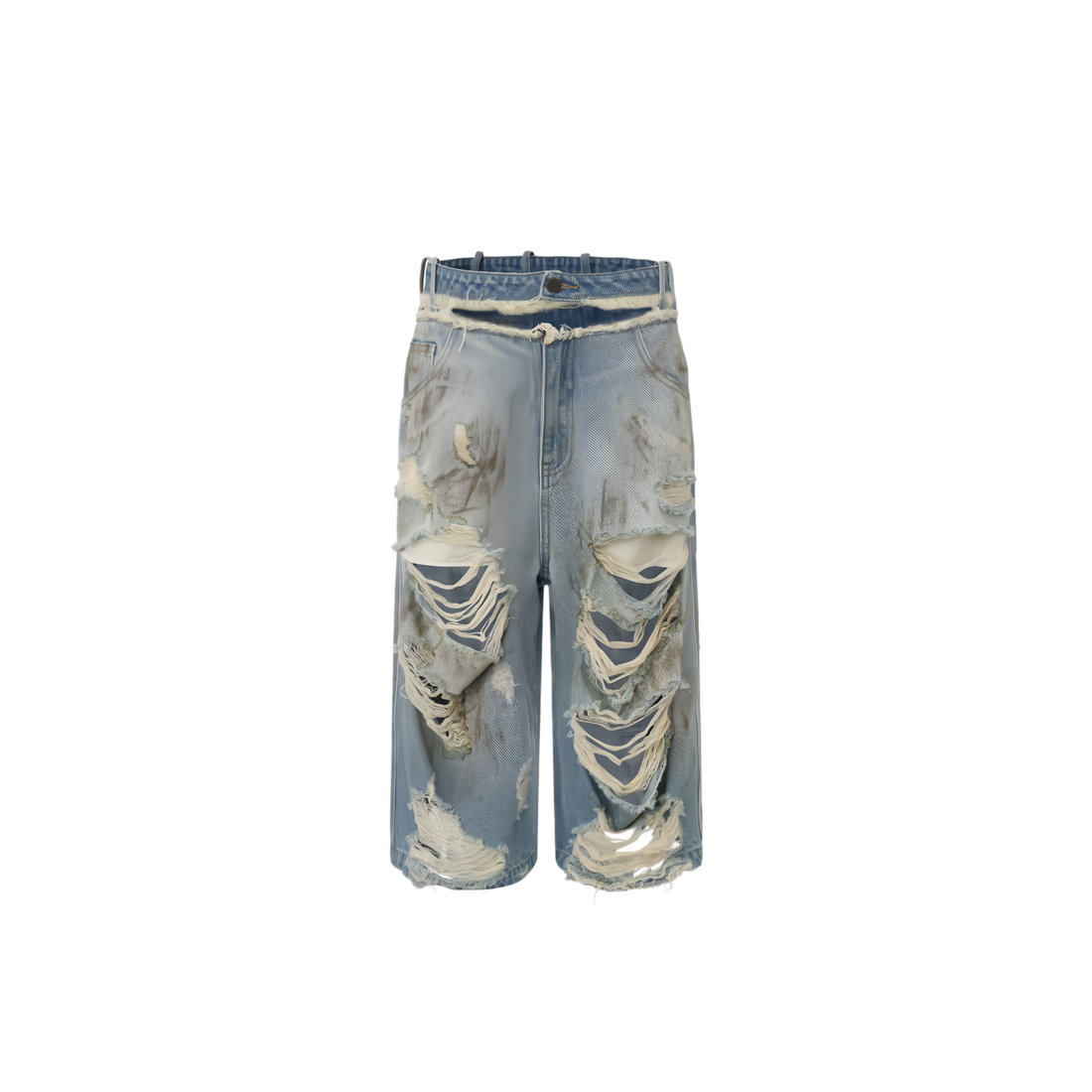 24ANS Mud-Dyed Punk Grunge Mid-Length Shorts – Shorts