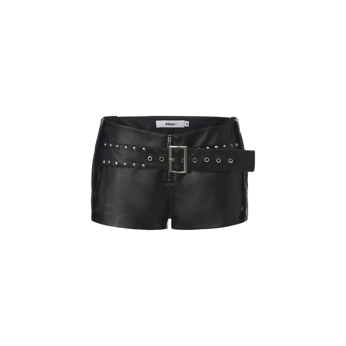 24ANS Layered Belt Studded Faux Leather Shorts – Shorts