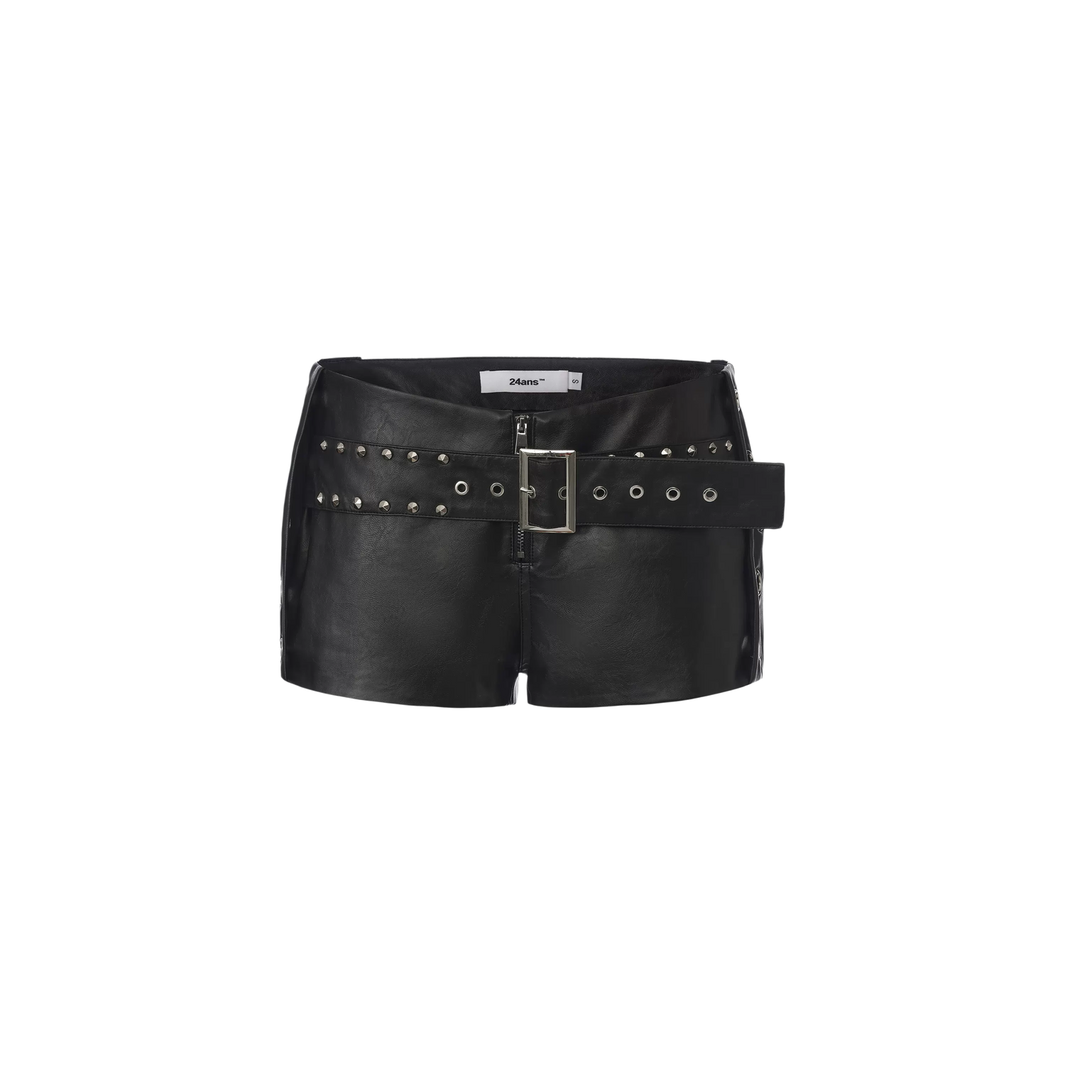 24ANS Layered Belt Studded Faux Leather Shorts – Shorts