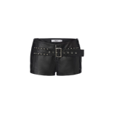 24ANS Layered Belt Studded Faux Leather Shorts – Shorts