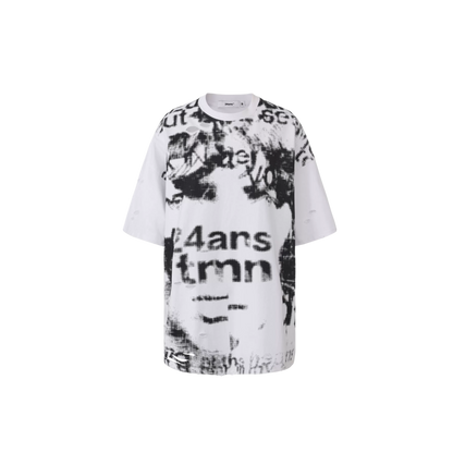 Laser-Burn Graphic Oversized T-Shirt