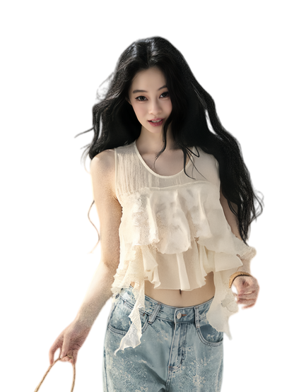 Moonlight Chiffon Crop Top