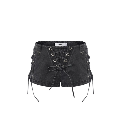 Washed Punk Grunge Drawstring Shorts