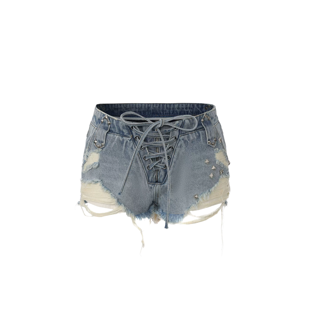 24ANS Distressed Punk Denim Shorts – Shorts