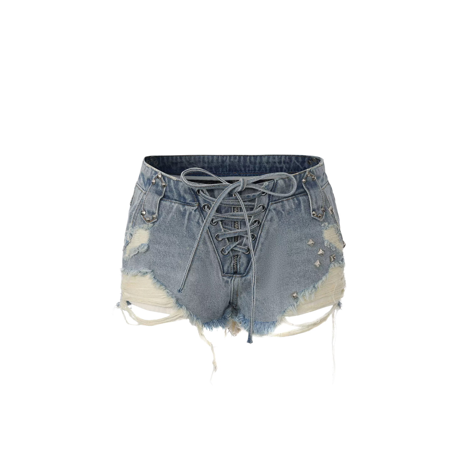 Distressed Punk Denim Shorts