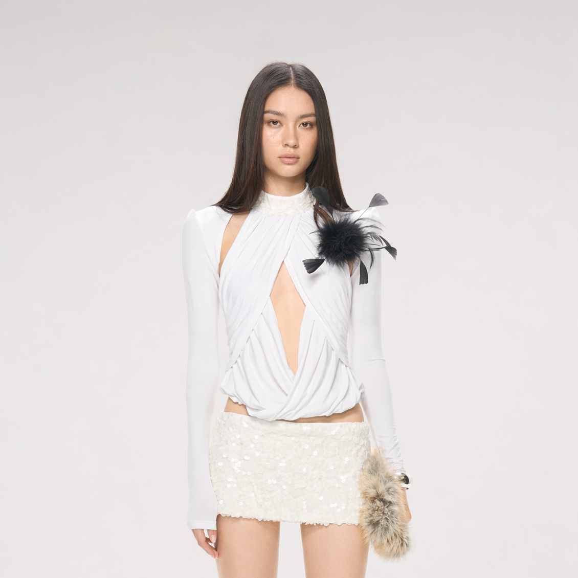 Sequin Drape Skirt Set