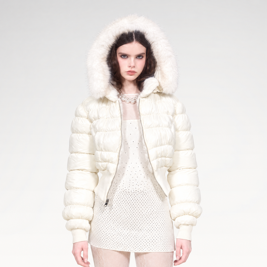 Reversible Faux-Fur Cropped Puffer