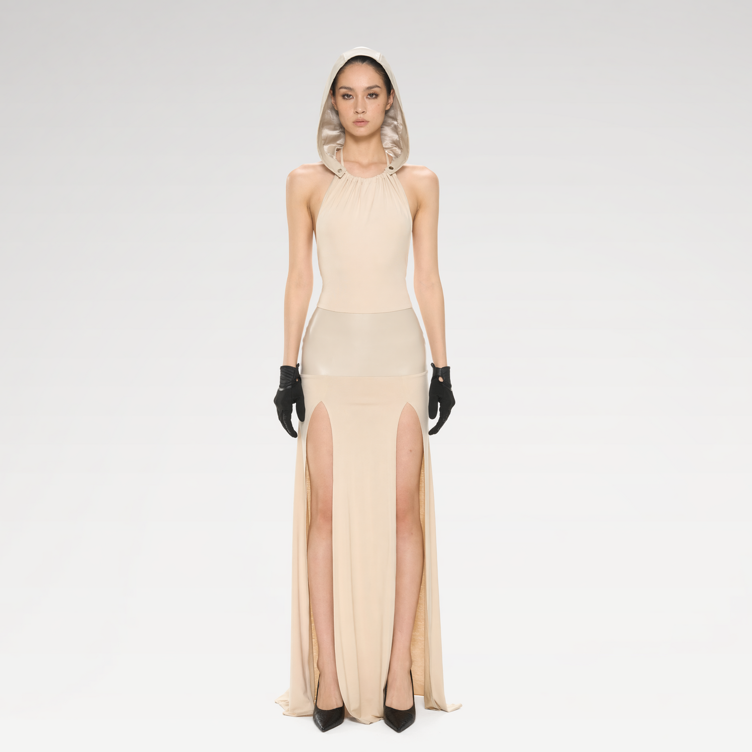 Detachable Hood Cutout Dress