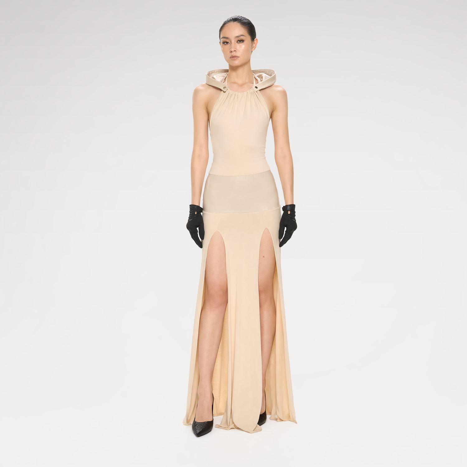 Detachable Hood Cutout Dress