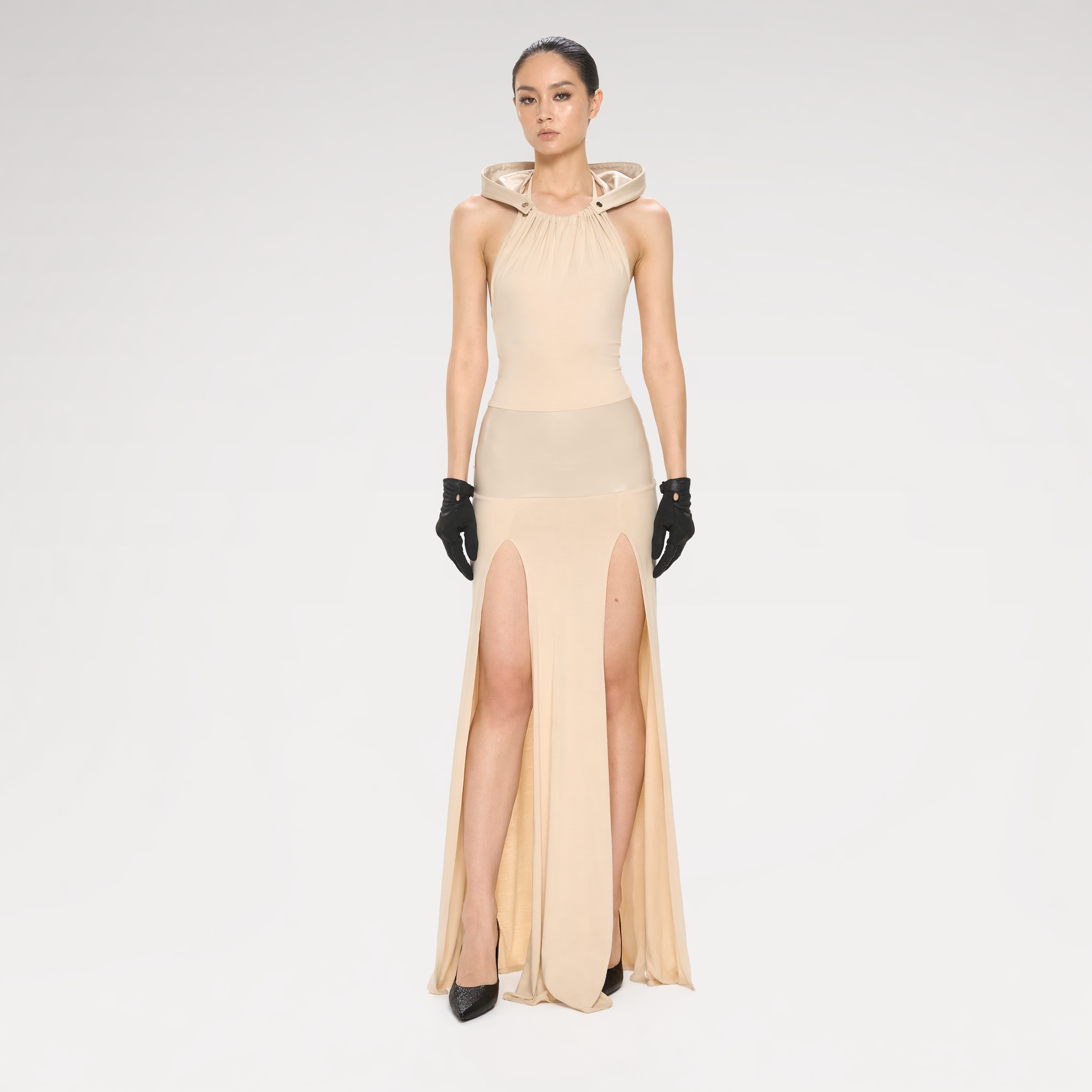 Detachable Hood Cutout Dress