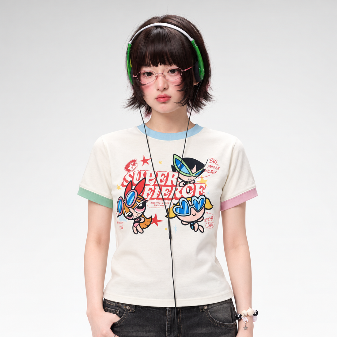 Contrast Print Fitted T-Shirt