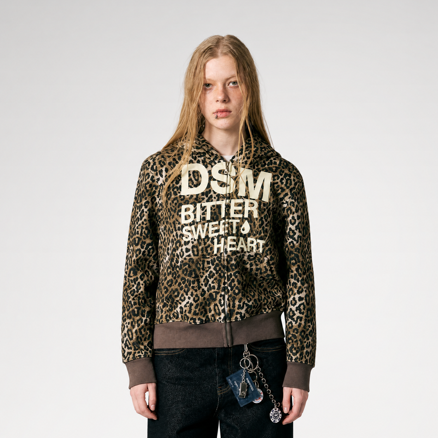 Distressed Leopard Zip Hoodie