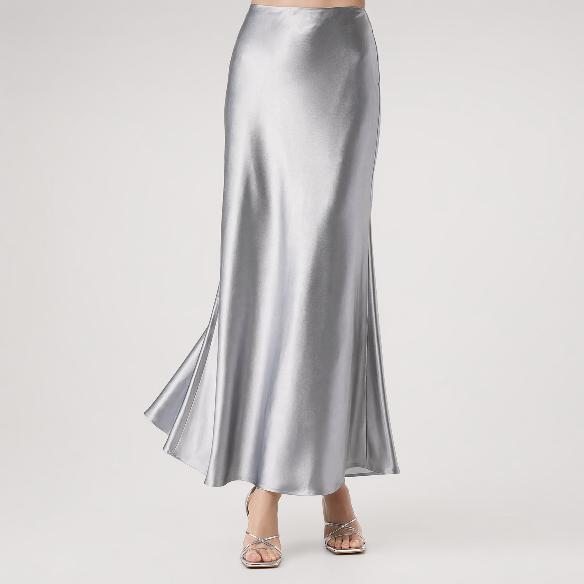Satin Fishtail Midi Skirt