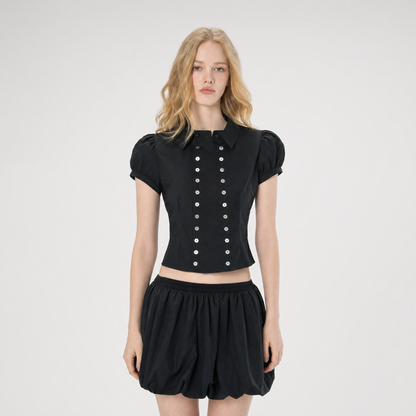 Shell Button Fitted Shirt
