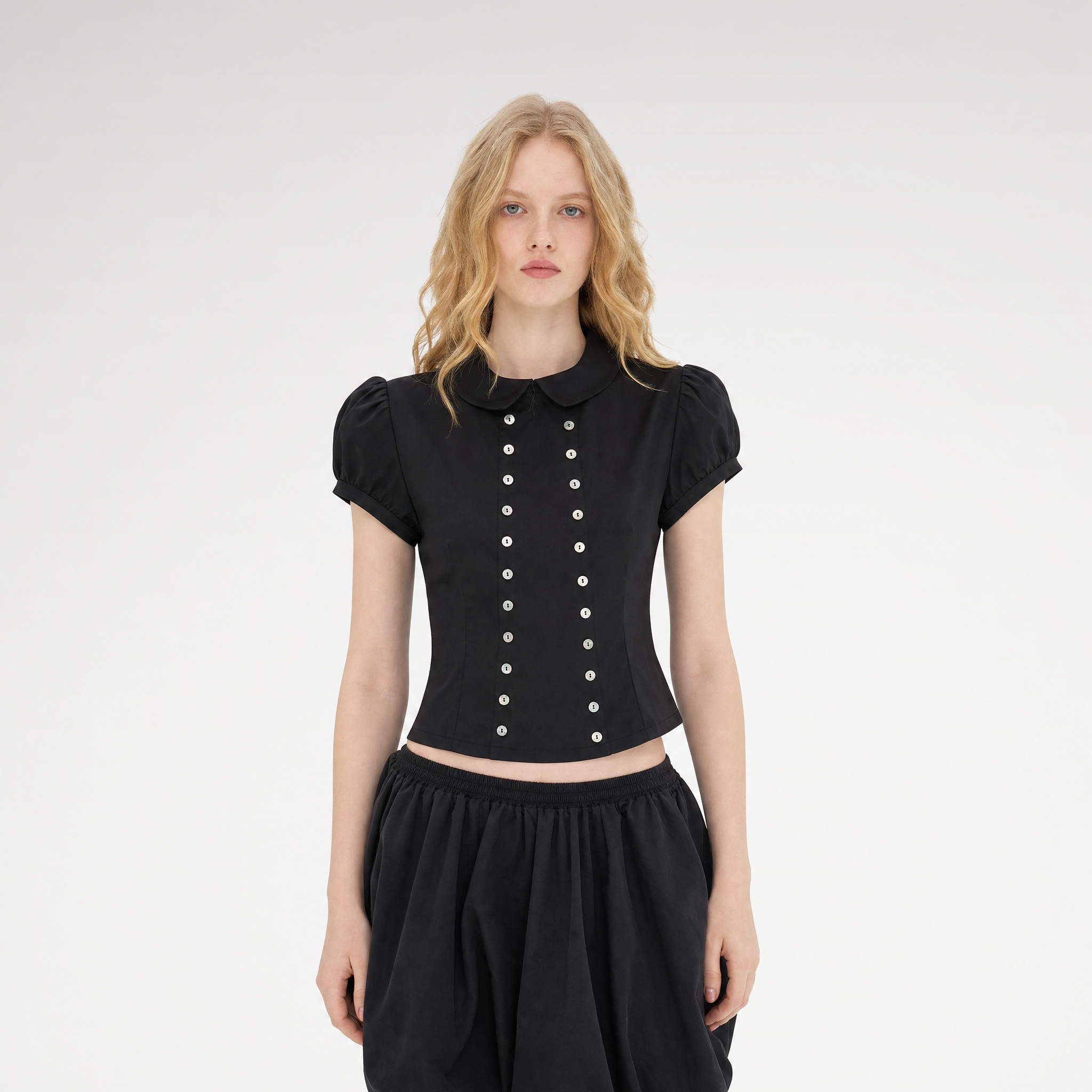 Shell Button Fitted Shirt