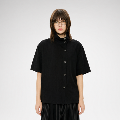 Lyocell Linen Stand Collar Shirt
