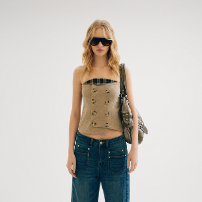 Plaid Bustier Top