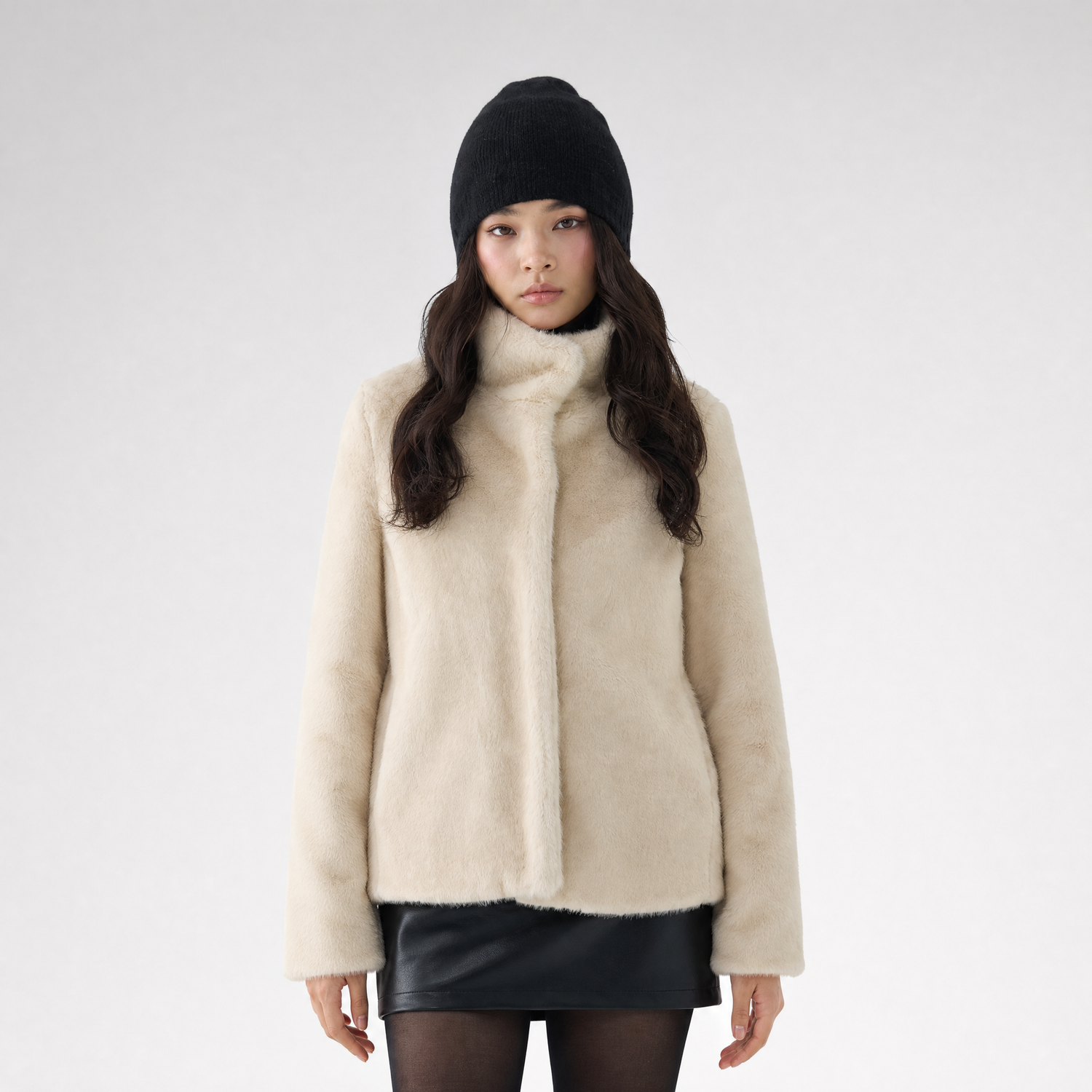 Eco-Friendly Cropped Faux Fur Jacket