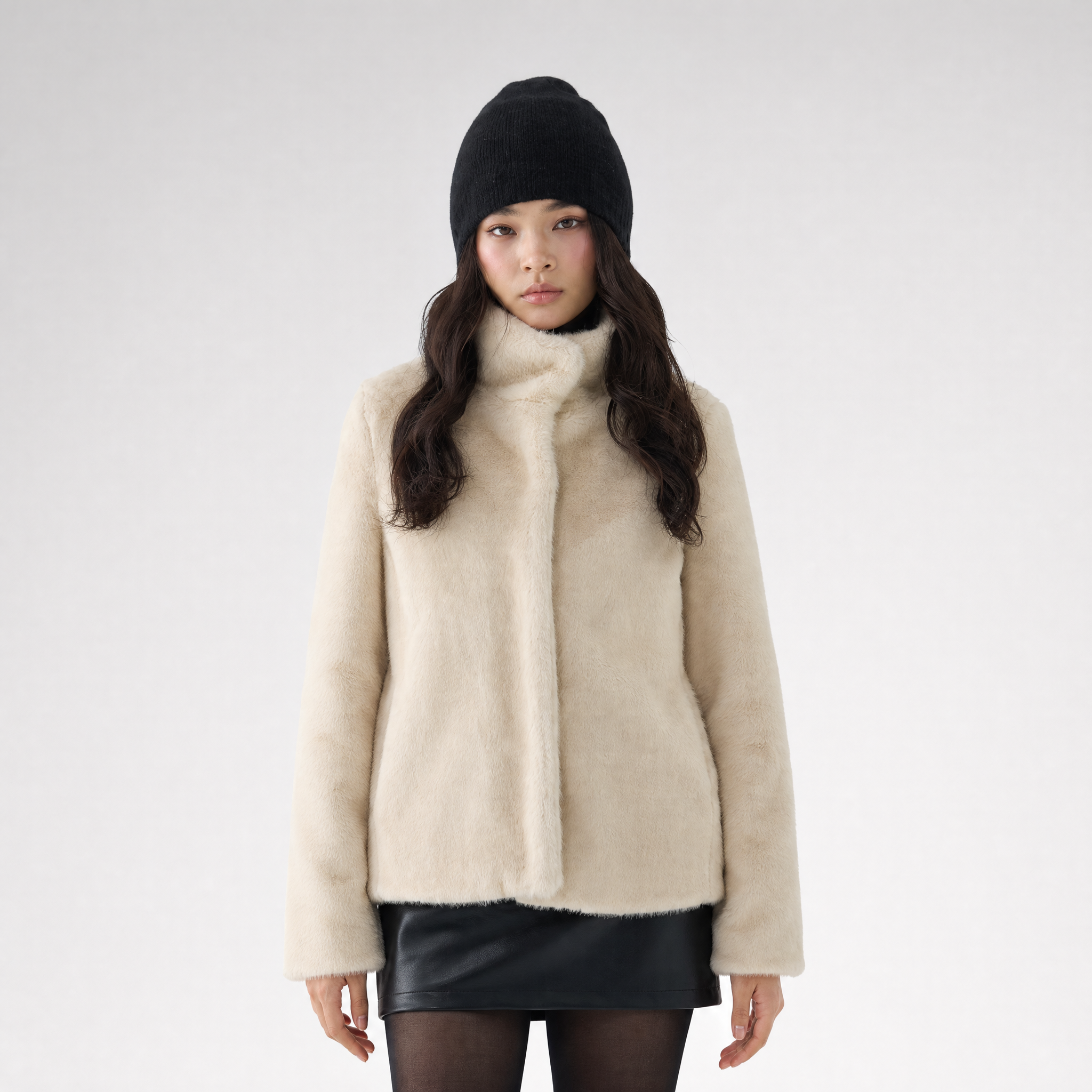 Eco-Friendly Cropped Faux Fur Jacket