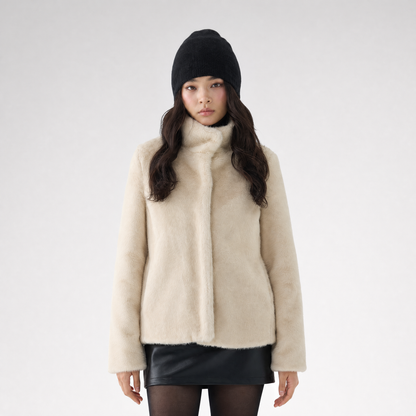Eco-Friendly Cropped Faux Fur Jacket