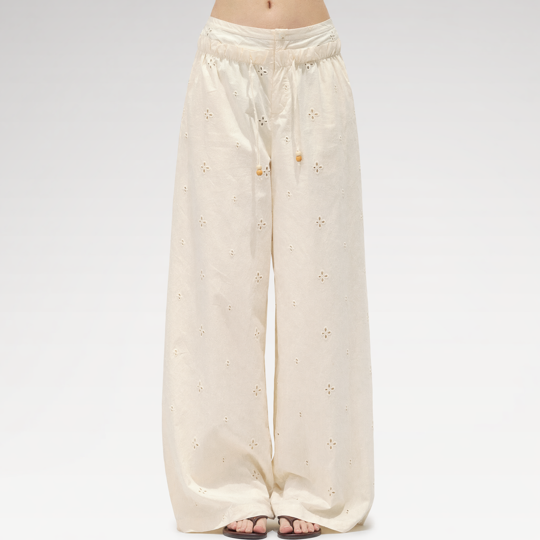 Wide-Leg Embroidered Pants