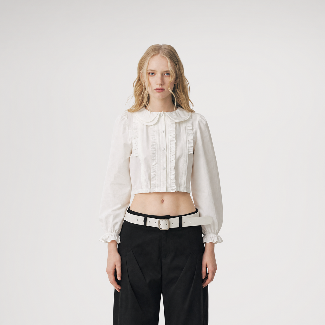 Ruffled Collar Peplum Blouse