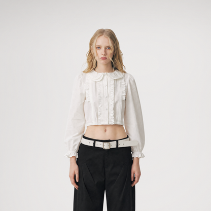 Ruffled Collar Peplum Blouse