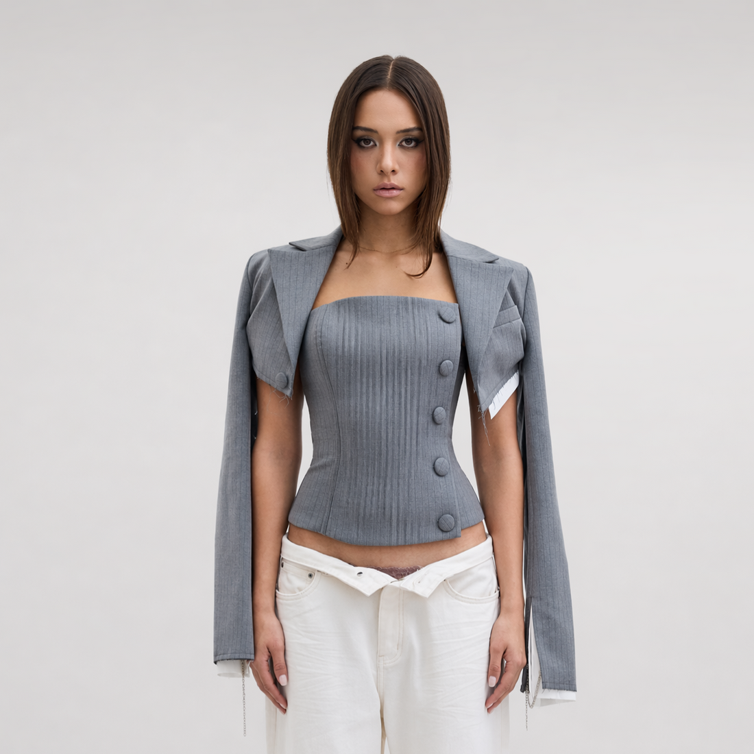 Deconstructive Cropped Suit Set