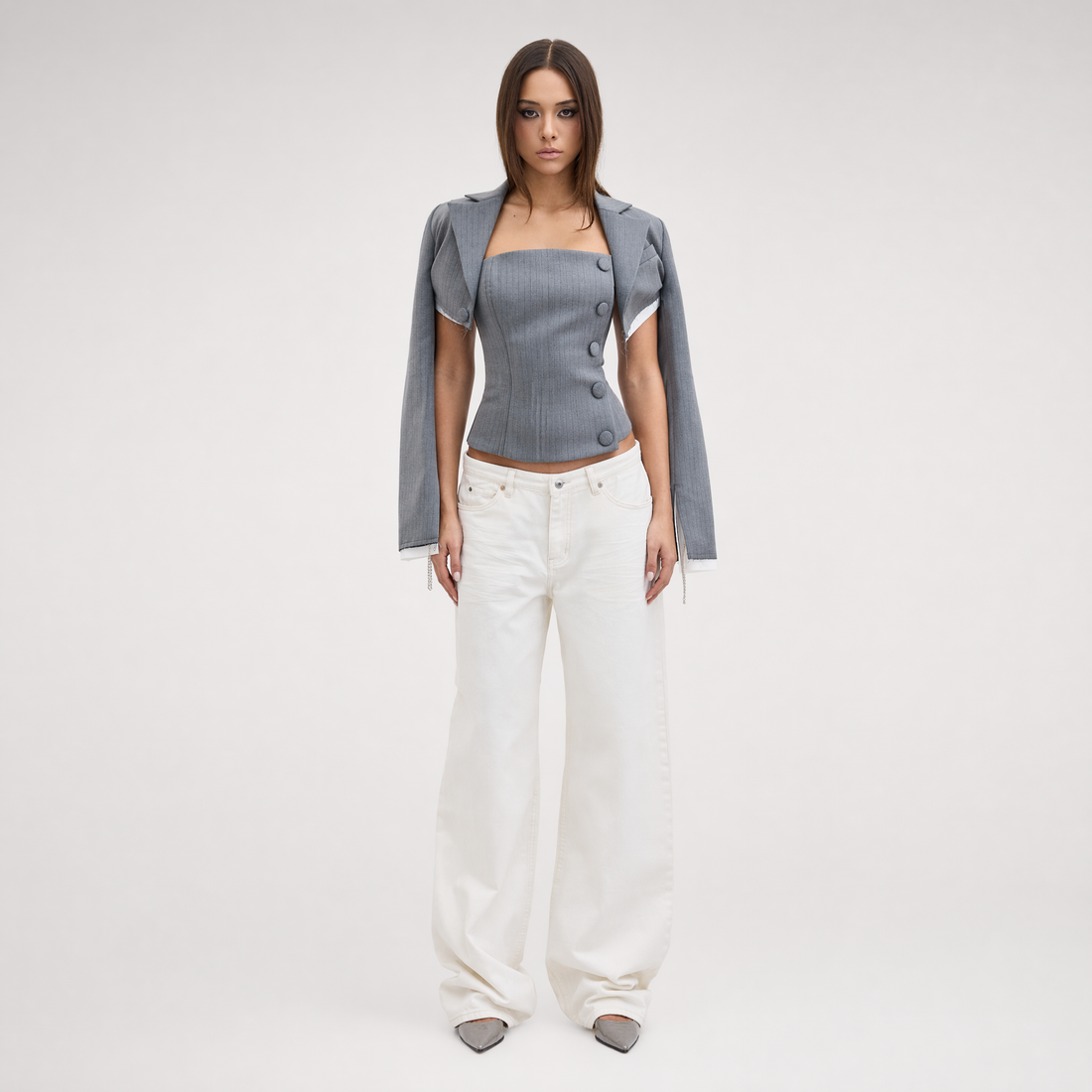Deconstructive Cropped Suit Set
