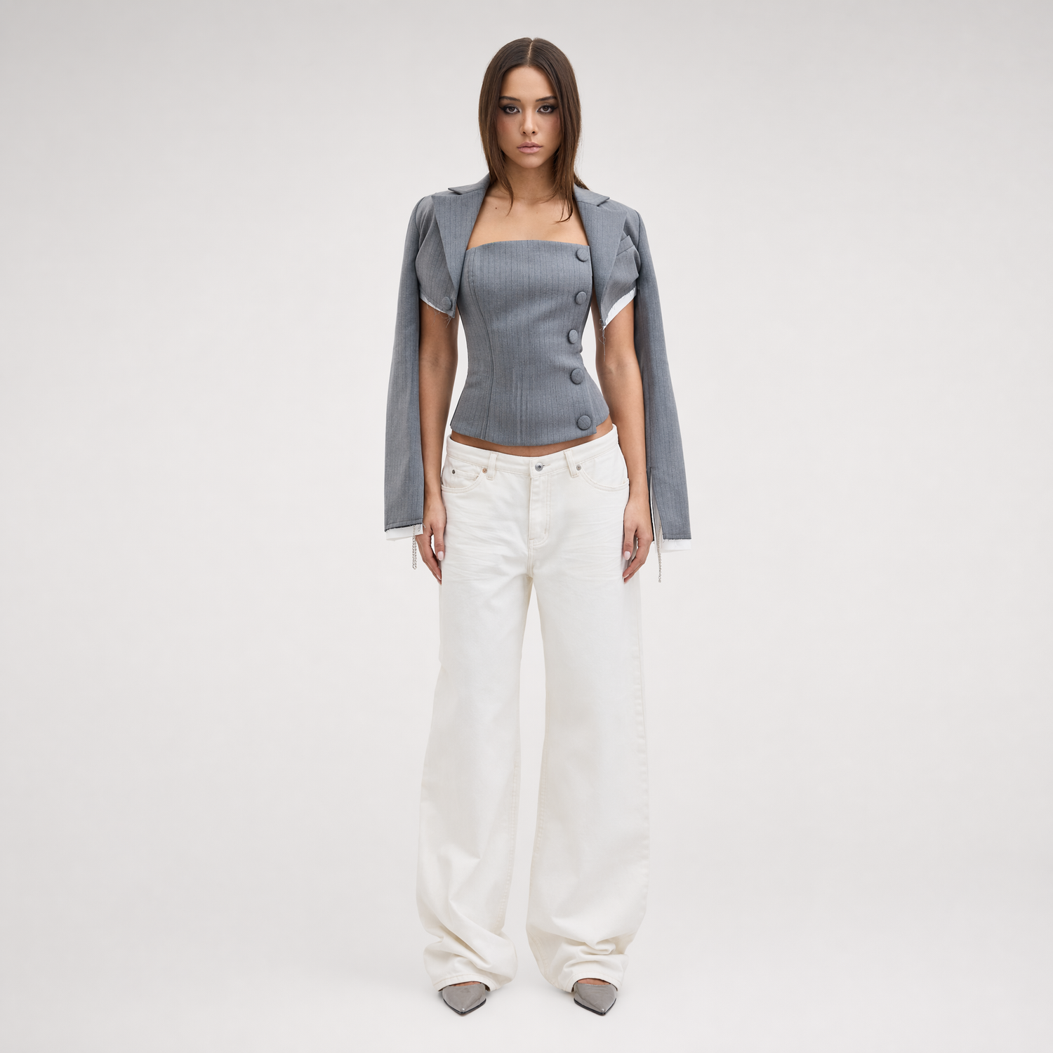 Deconstructive Cropped Suit Set