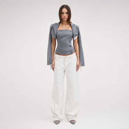 Deconstructive Cropped Suit Set