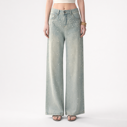 Washed Pearl Wide-Leg Jeans